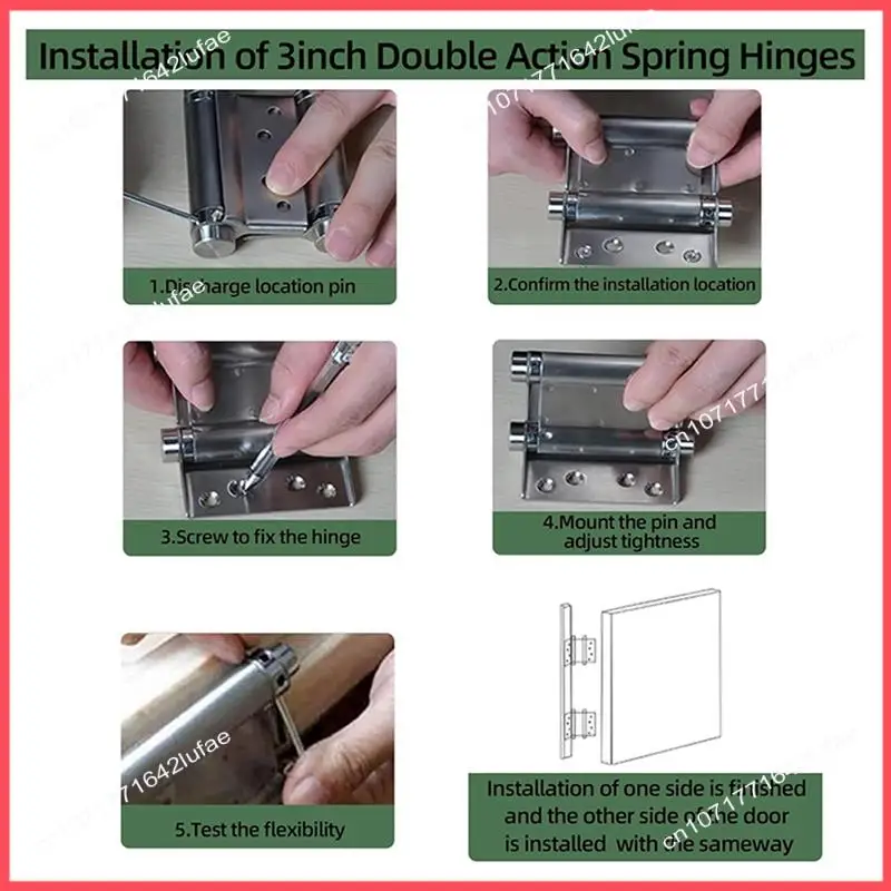 

B52C 4Pcs 3" Door Swing Self Closing Self Closing Door Hinges For Cafe Saloon Pub Swinging Doors Silver