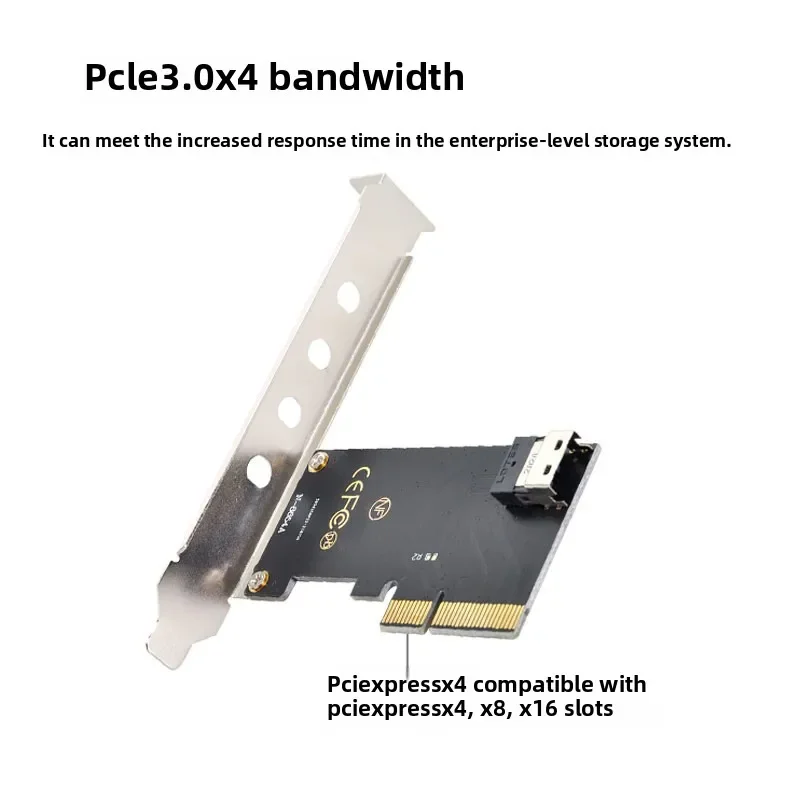 بطاقة تحويل محول PCIe 3.0 X4 إلى Slimline SAS (SFF-8654) إلى SSF-8639 SF-025 مع بروتوكول NVMe لمحرك الحالة الصلبة SSD