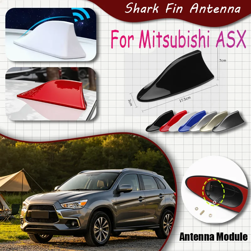For Mitsubishi ASX, Shark Fin FM/AM Antenna – Self-Adhesive, No Drilling, Roof Styling Decoration & Signal Receiver.