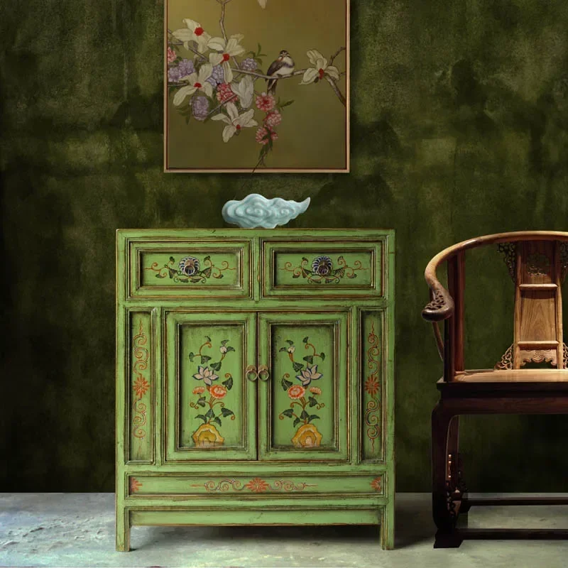 

Hand-Painted Retro [New Chinese Style] Doorway Shoe Cabinet
