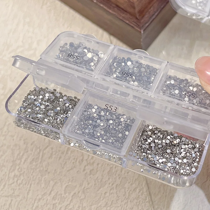 الوردي مزيج الأشكال البريق البسيطة مشطوف زركونيا شقة الظهر الماس مسمار الفن الراين زينة مانيكير الحلي مجموعة