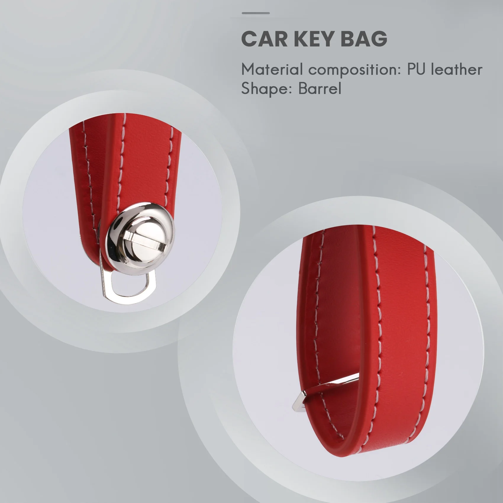 ABQR Fashion Car Key Pouch Bag Case Wallet Holder Chain Key Wallet Ring Pocket Key Organizer Smart Leather Keychain Red