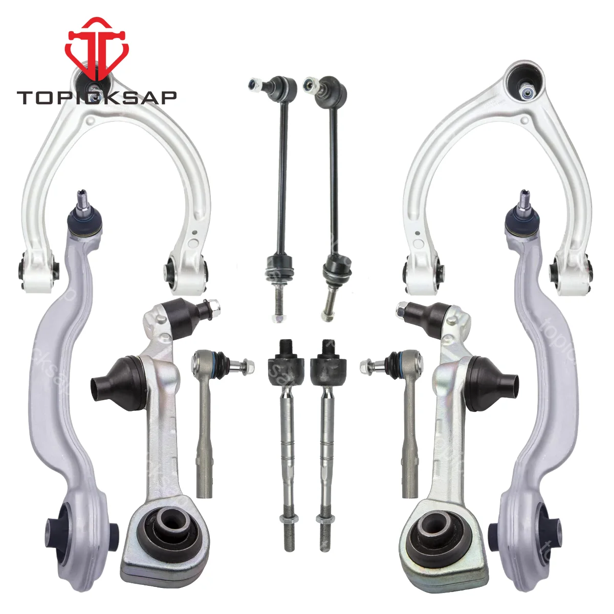 TOPICKSAP Front Upper & Lower Control Arm Stabilizer Link Tie Rod Kit for Mercedes-Benz W221 C216 S350 S450 2WD 2005 2006 - 2013