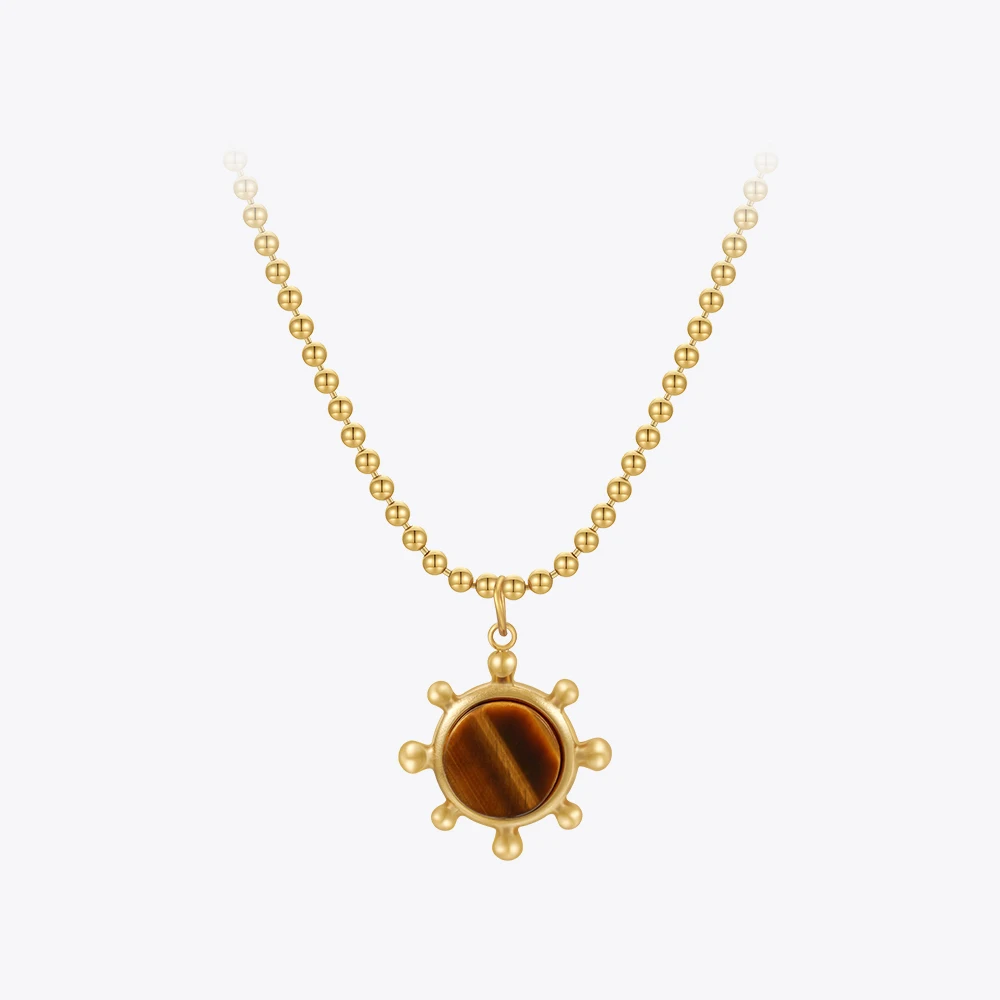 ENFASHION Para Mujer Natural Stone Pendant Necklace For Collares Women's Stainless steel Gold Color Cute Jewelry Party P233425