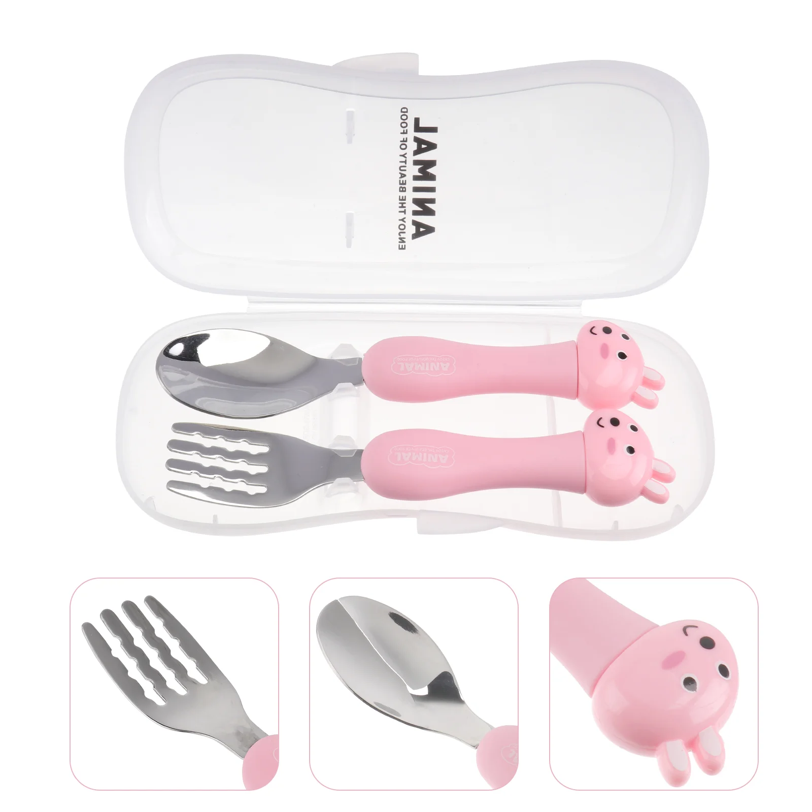 Cartoon Fork Spoon Cutlery Toddler Safe Kids Stainless Steel Baby Animal Styled 304 Portable Children Tableware Infant