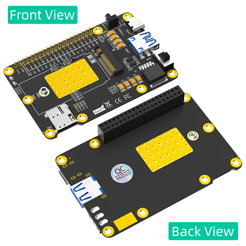 Base HAT M.2 B tarjeta de expansión con ranura SIM, 3G, 4G, 5G, compatible con Raspberry Pi 4 para RM500Q, RM500U, GM800, SIM8200, Módulo