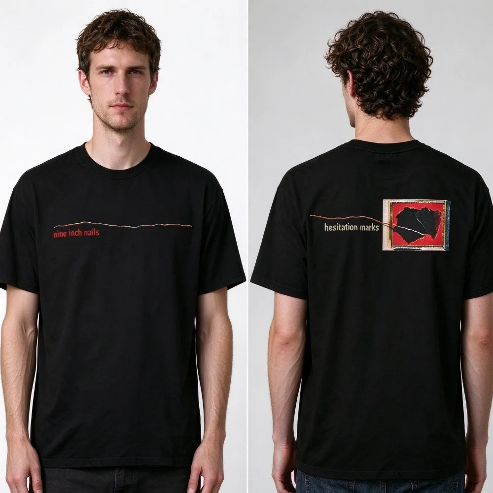 Hesitation Marks Tee Nine Inch Nails NIN 100% Cotton Unisex Short Sleeve Retro Graphic Print Tops Rock Streetwear Casual T Shirt