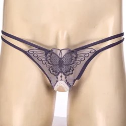 Mens See-through Mesh Panties Low Waist Underpants Lingerie Crotch Open Sex Exotic Sissy Porn Underwear Crotchless Briefs