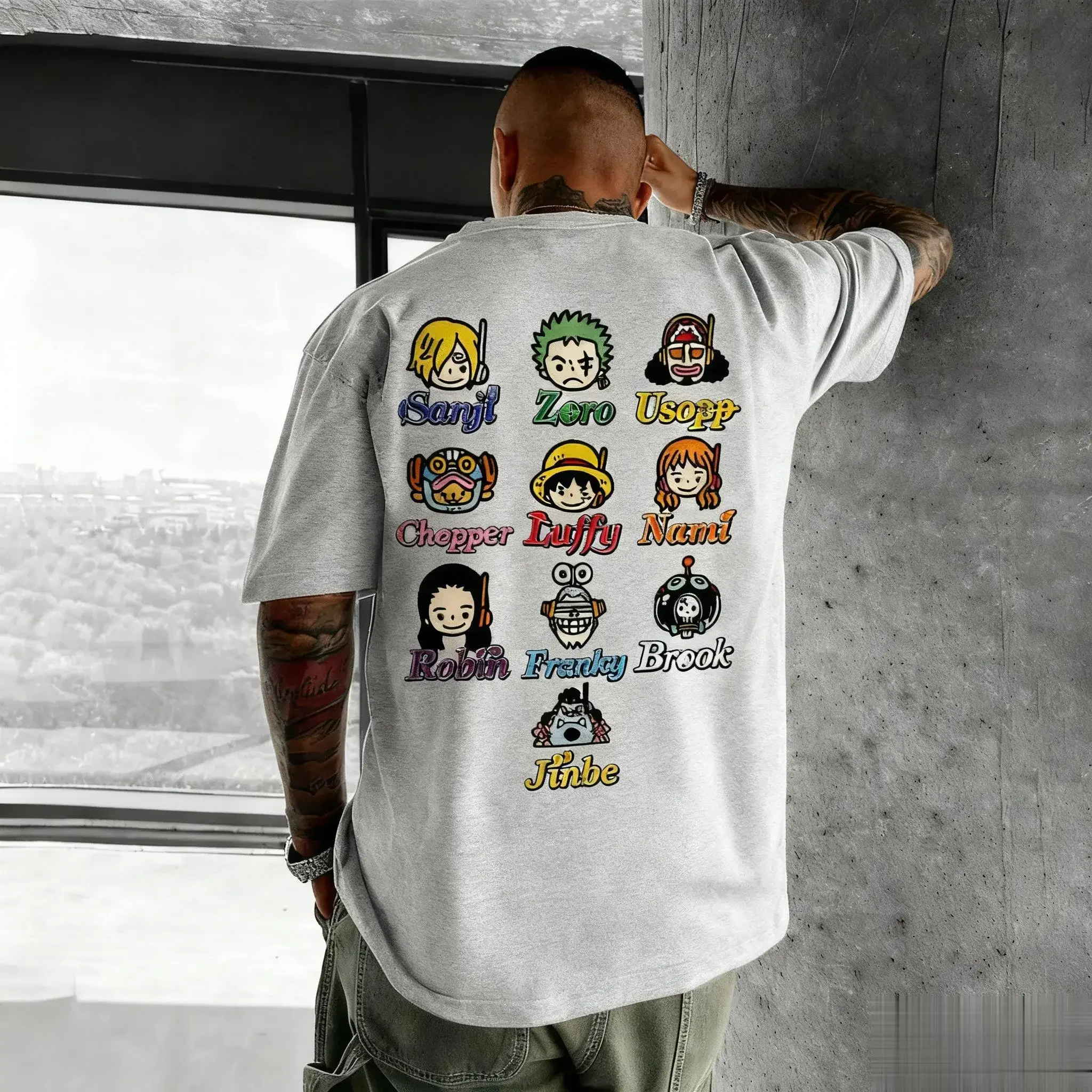 Nueva camiseta gráfica de Anime familiar de una pieza de verano para hombres y mujeres, pantalón corto informal, camiseta de manga con estampado de dibujos animados, camisetas Y2k de gran tamaño a la moda