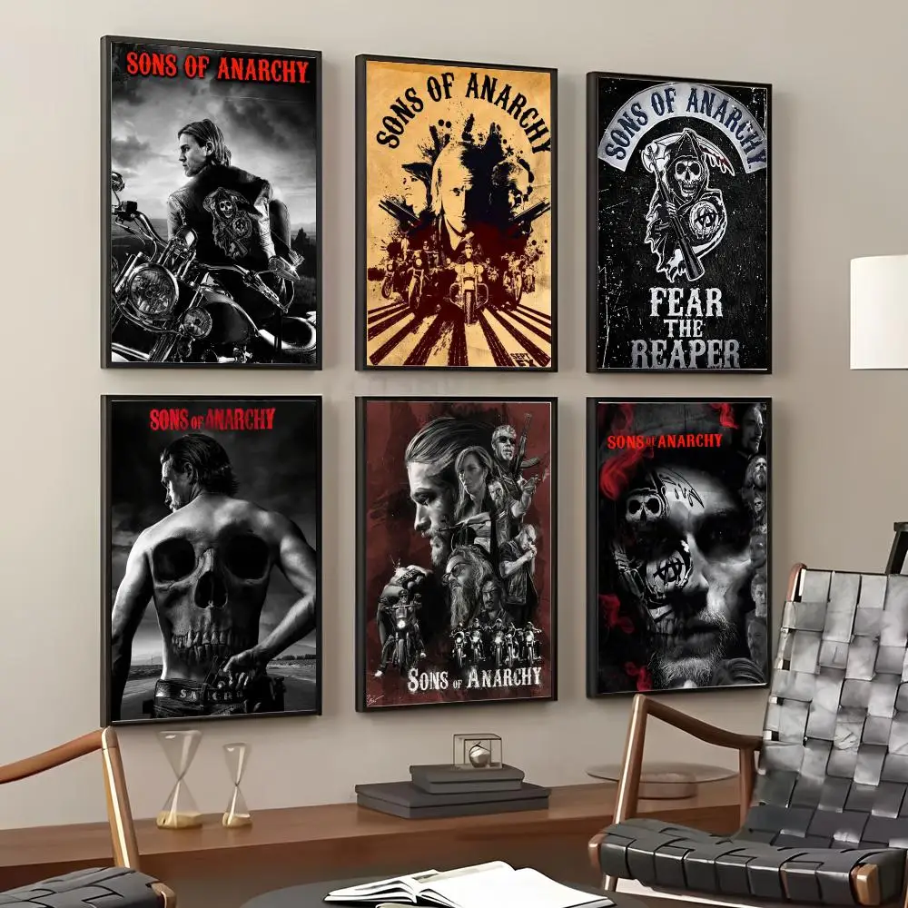 S-Sons of A-Anarchy Painting Calligraphy Cotton Canvas Wall Art Poster Quality Decor Painting for Living Room Home Decor