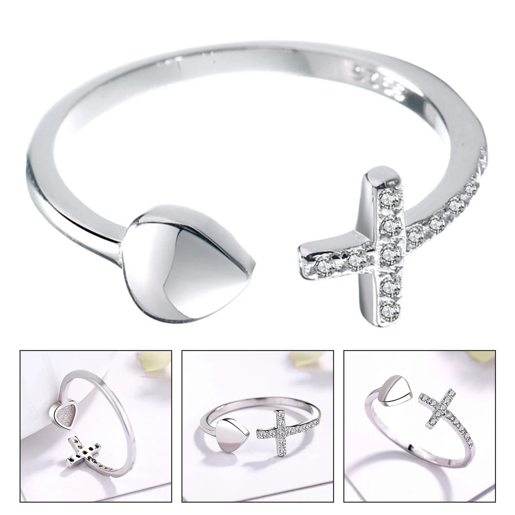 

Sterling Silver Heart Finger Ring Adjustable Open Design Durable Comfortable Shiny Appearance Perfect Women Teenagers Party