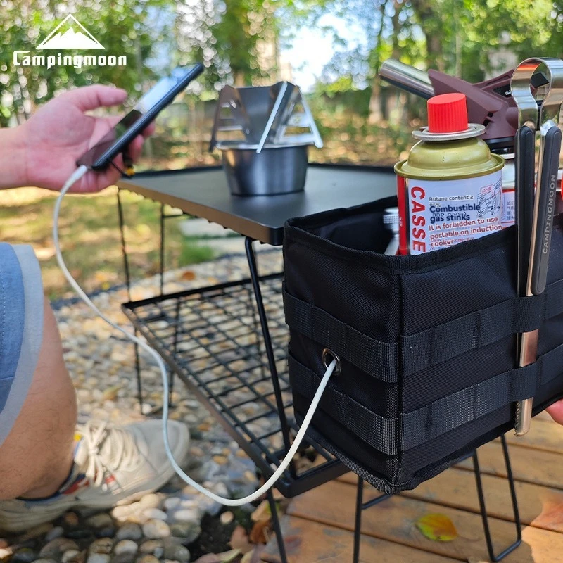 

CAMPINGMOON BK-1235 Foldable Camping Table with Side Hanging Bag And Storage Pocket Outdoor Gear Side Insertion Bag
