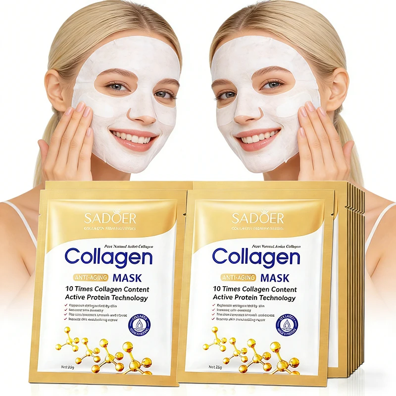 

Набор из 20 коллагеновых масок для лица SADOER: отбеливающие, увлажняющие, против морщин, для ухода за кожей, в комплекте