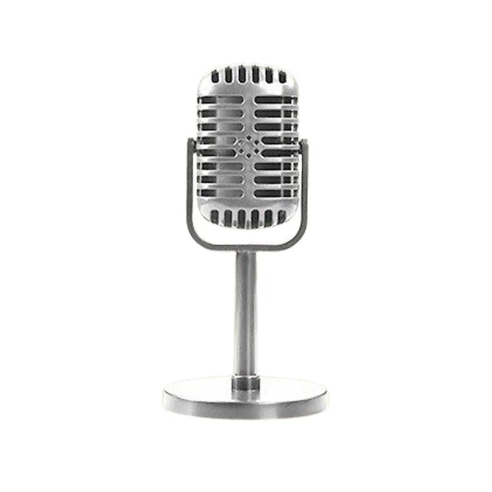 Classic Retro Microphone Props Plastic Miniature Dynamic Vocal Microphone Vintage Simulation Microphone Photography Props