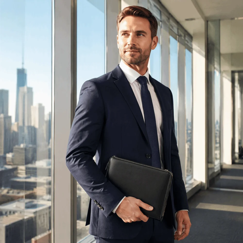 PU Leather Business Portfolio A5 Size 3 Ring Binder Padfolio Folder Solar Calculator Card Slots Writing Pad Portfolio