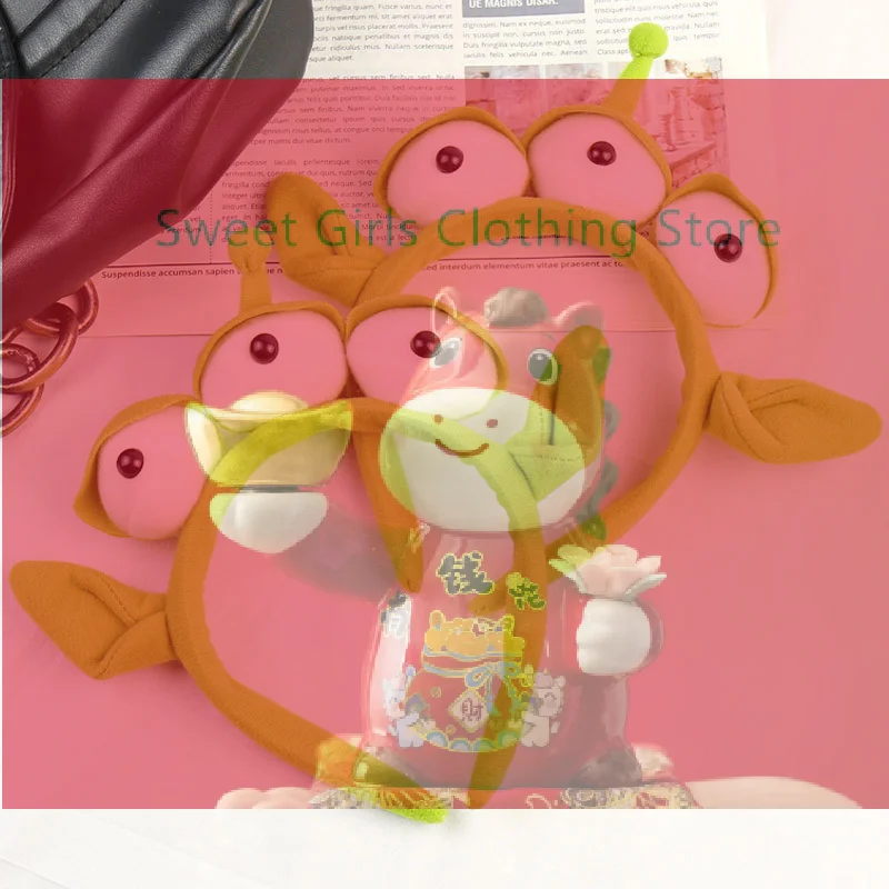 

【XJ】1/2PCS Three-Eyed Alien Headband Halloween Monster Plush Cute Headwear Hat Accessories For Theme Party Girls And Kids
