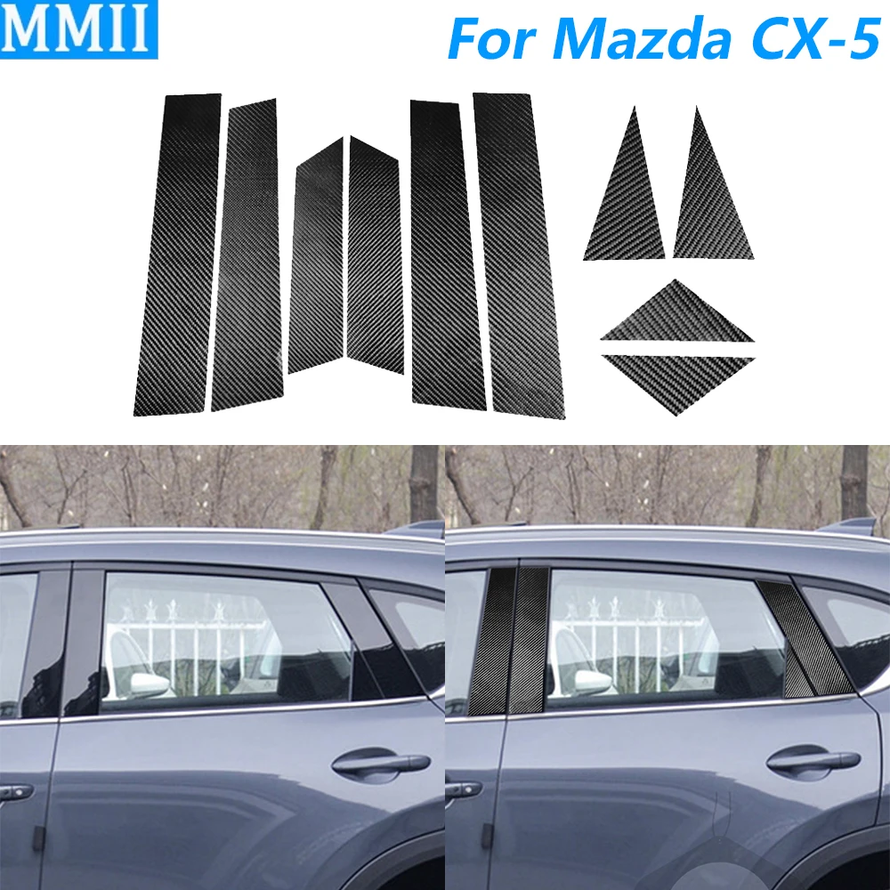 

For Mazda CX-5 CX5 2017-2024 Real Carbon Fiber External Door B-pillar Panel Cover Decorative Car Accessories Decoration Sticker