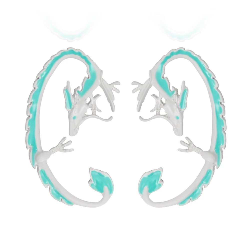 New Hip-hop Punk Enamel Dragon Shaped Ear Cuffs Earrings For Women Party Accessories