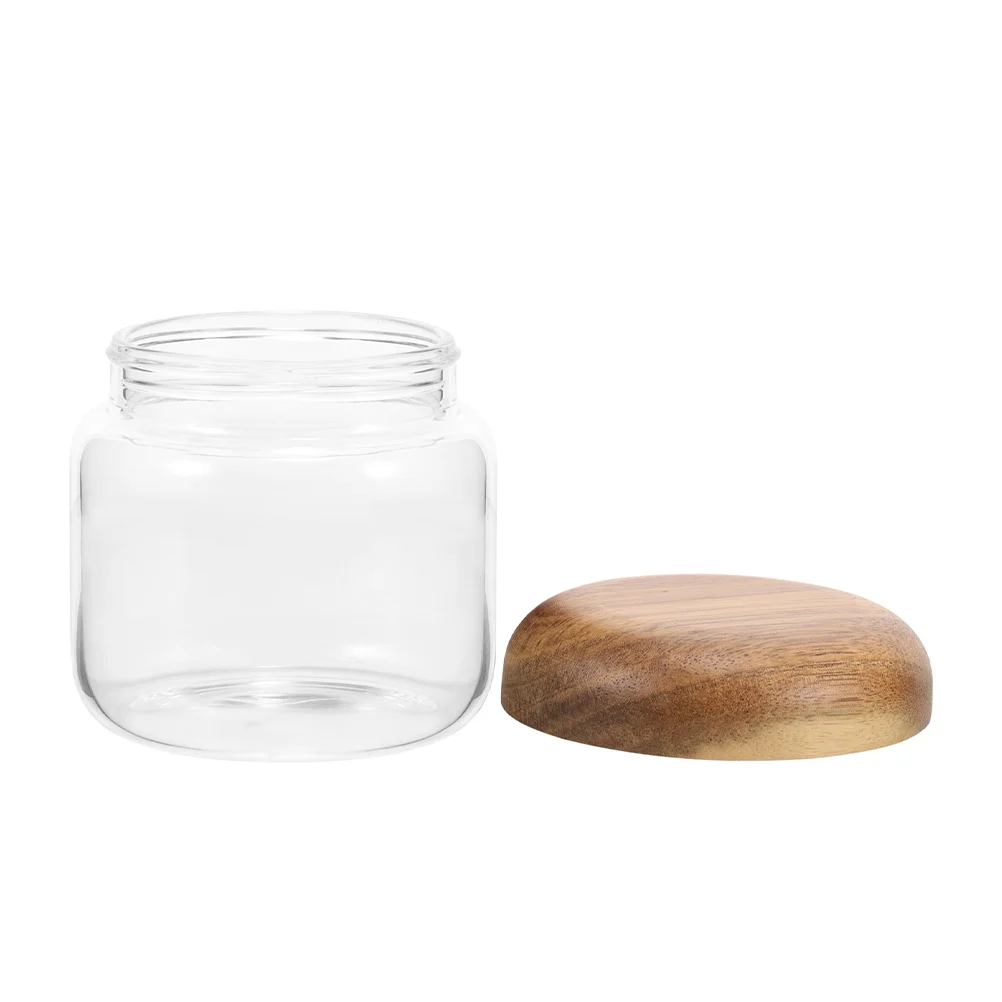 

Glass Jar Tea Canister Small Food Grade Canisters Wood Coffee Sugar Storage Jars Grain Tank