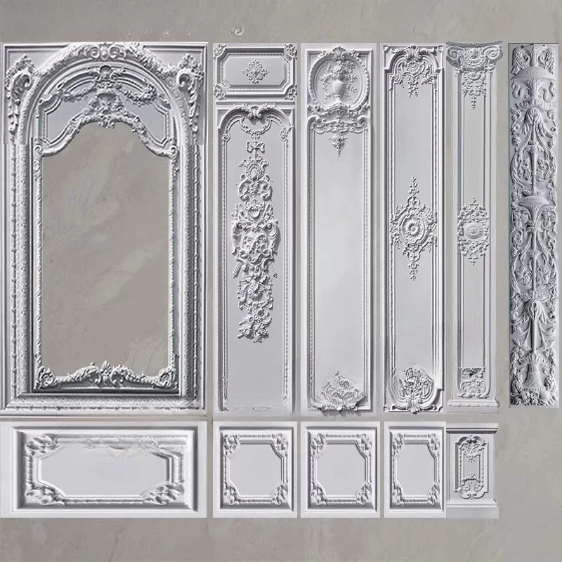 European retro gypsum wainscoting, TV background wall, wedding dress, film and television wall, Roman column shape, carved plast