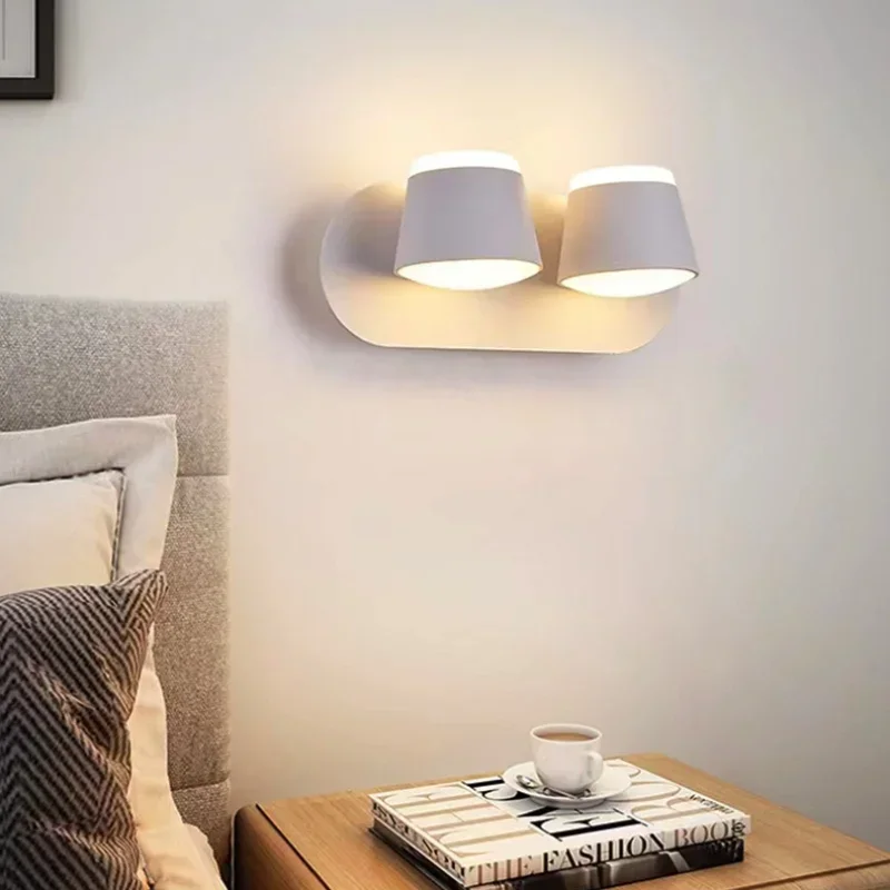 Imagem -02 - Lâmpada de Parede Led 360 Rotativa Portátil Nordic Luz da Noite para Decoração Interior do Quarto Leitura Três Cabeças Xícara Chá Forma Luzes Parede