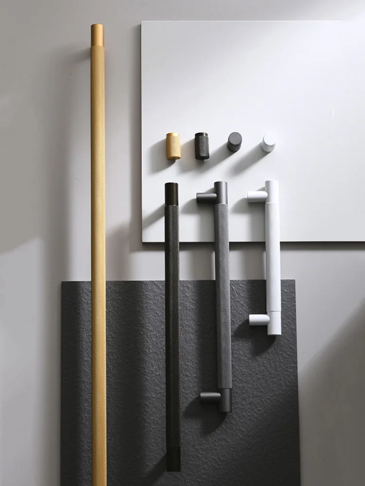 Light Luxury Knurled Wardrobe Handle Cabinet Door Wardrobe Drawer Handle American Modern Large Wardrobe High-end Long Handle
