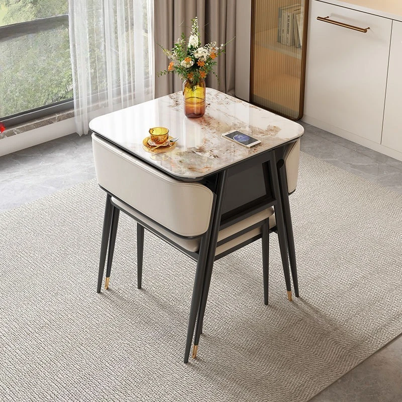 

Rock slab balcony tea table household small light luxury modern simple household living room small casual chair group
