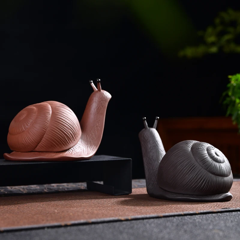 China creative tea set tea drain decoration ceramic small snail tea filter personalized figurine tea pet office study decoration