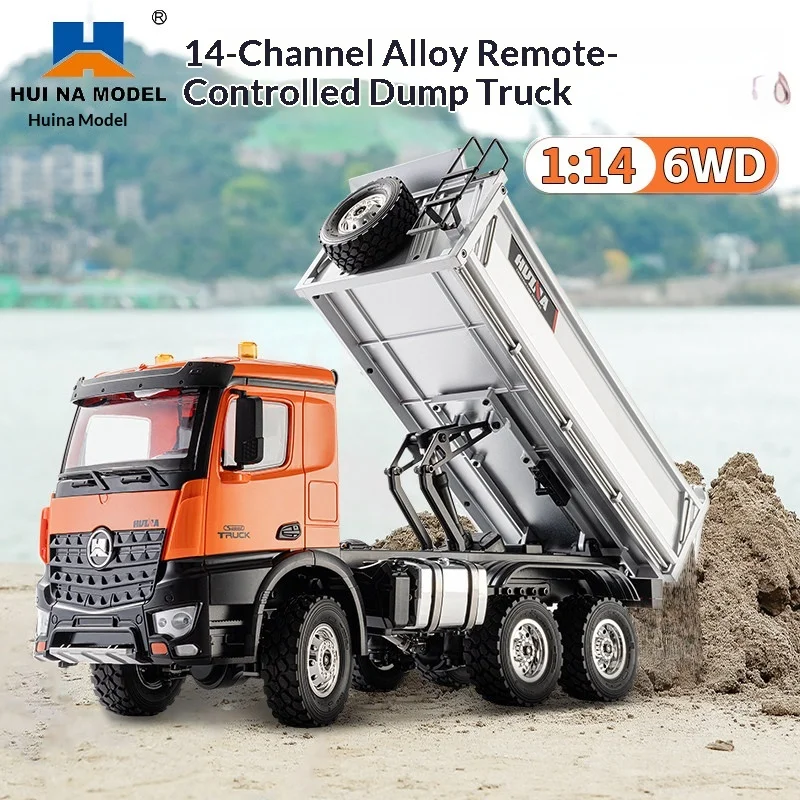 1/14 1598 Hui Na Alloy Rc Dump Truck 6Wd Full Heavy Duty Remote Control Engineering Vehicle Professional Hobby Model For Adult