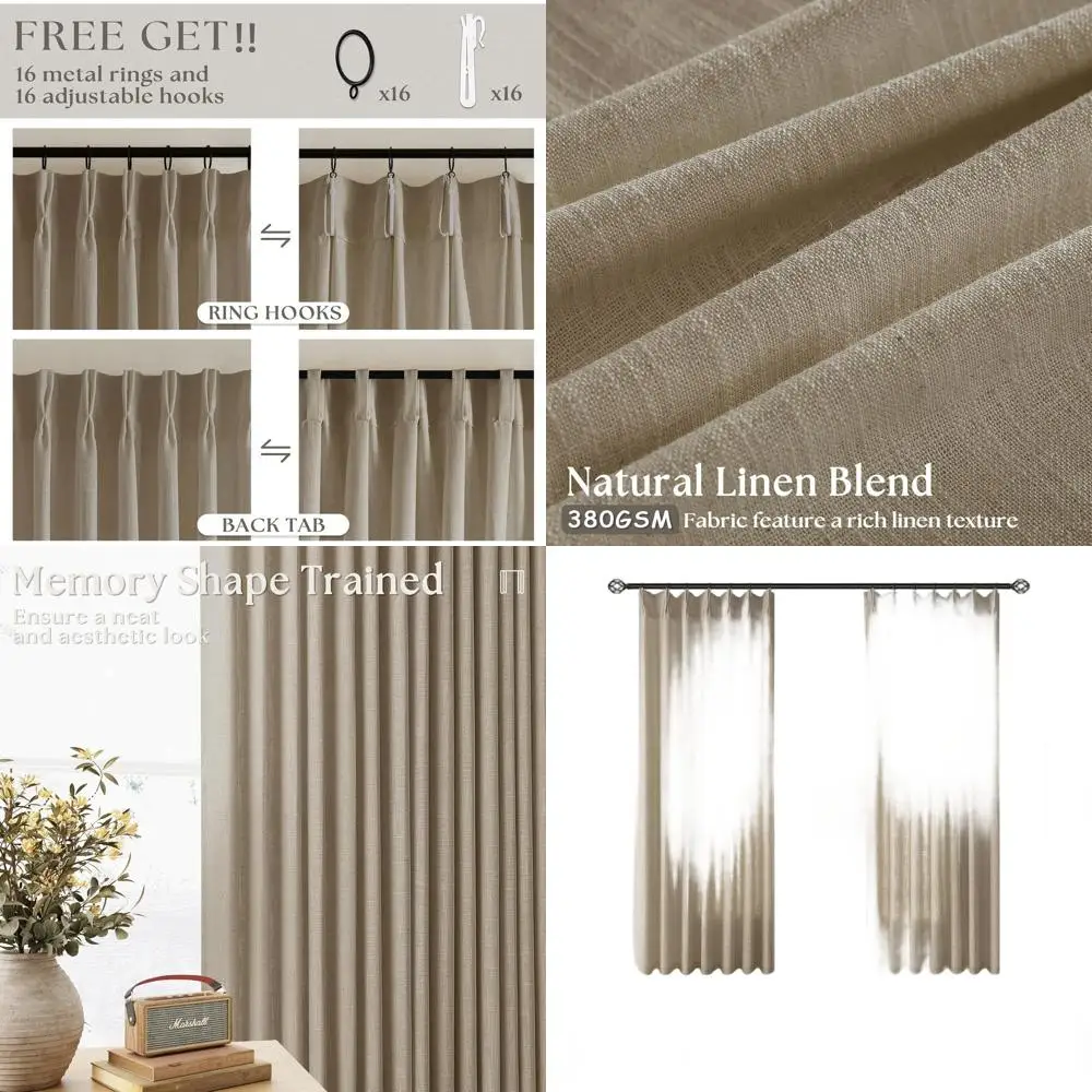 

Набор из 2-х серых бежевых льняных штор для кафе, 40x45 дюймов, полупрозрачных со складками для небольших окон в подвале