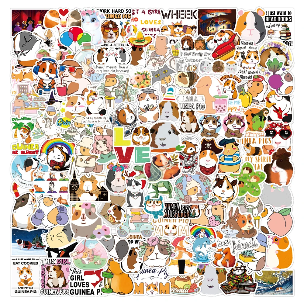 10/30/50/100PCS Kawaii Guinea Pig Cartoon Stickers Animals Graffiti Decals DIY Laptop Suitcase Guitar Travel Sticker Kids Toys