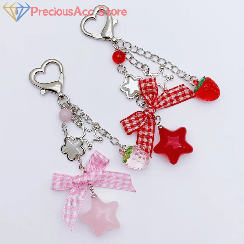 Mode Erdbeere Bogen Perlen Handy Lanyard Süße Schlüsselbund Anhänger Kamera Anhänger Rucksack Hängende Dekoration Geschenke