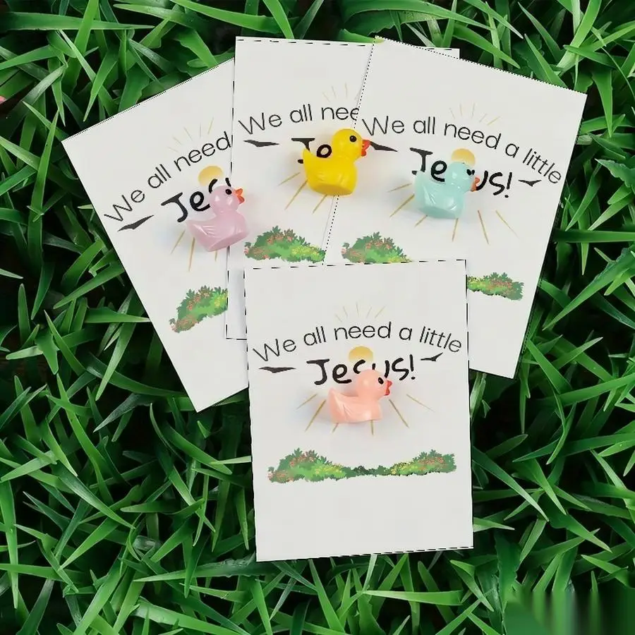 1/5/10/20/50/100pcs  Lucky Duck Pocket Hugs - Fantasy Theme Resin Charms with Inspirational Messages, Assorted Colors, Includes