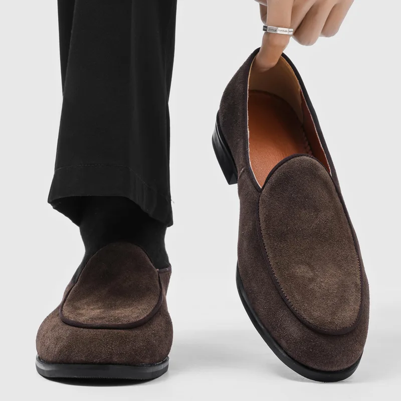 

Men's Casual Shoes Suede Genuine Leather Mens Slip-on Light Comfortable Driving Loafers Moccasins Men Party Wedding Flat