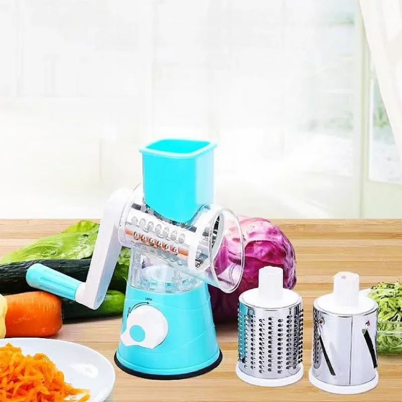 Multi-function Drum Vegetable Chopper Hand-operated Potato Slice Chopper Pressed Vegetable Grinder Peeled Garlic Chopper