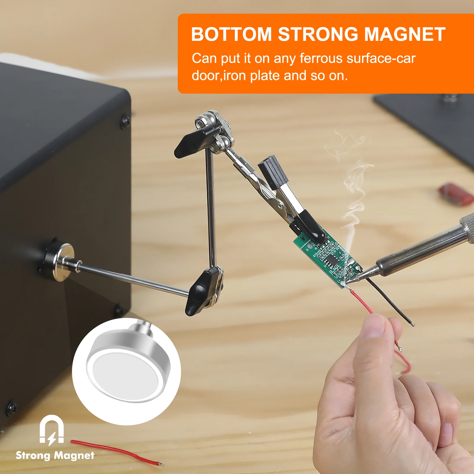 Toolour lutowanie trzeciej dłoni pomocnicze narzędzie z podstawą magnetyczną elastyczne ramię zacisk krokodylkowy do naprawy spawania PCB/IC/SMD