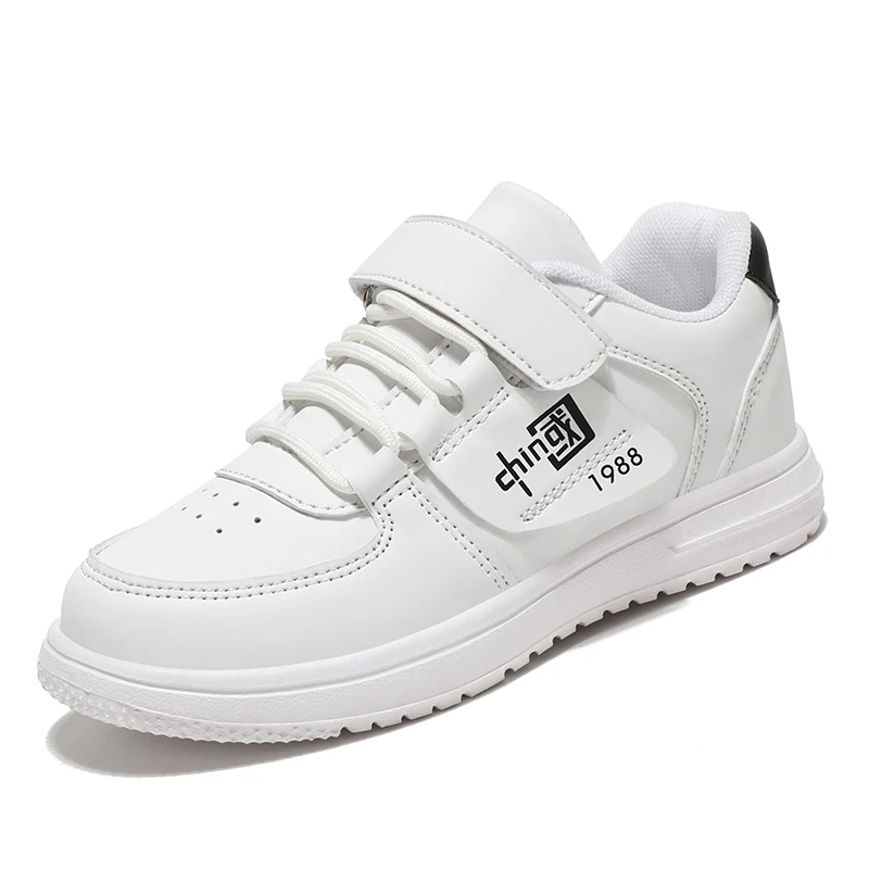 Hot Sale Kids Leather Skate White Shoes For Boys Girls Outdoor Comfort Sports Shoes Children Non Slip Casual Walking Footwear