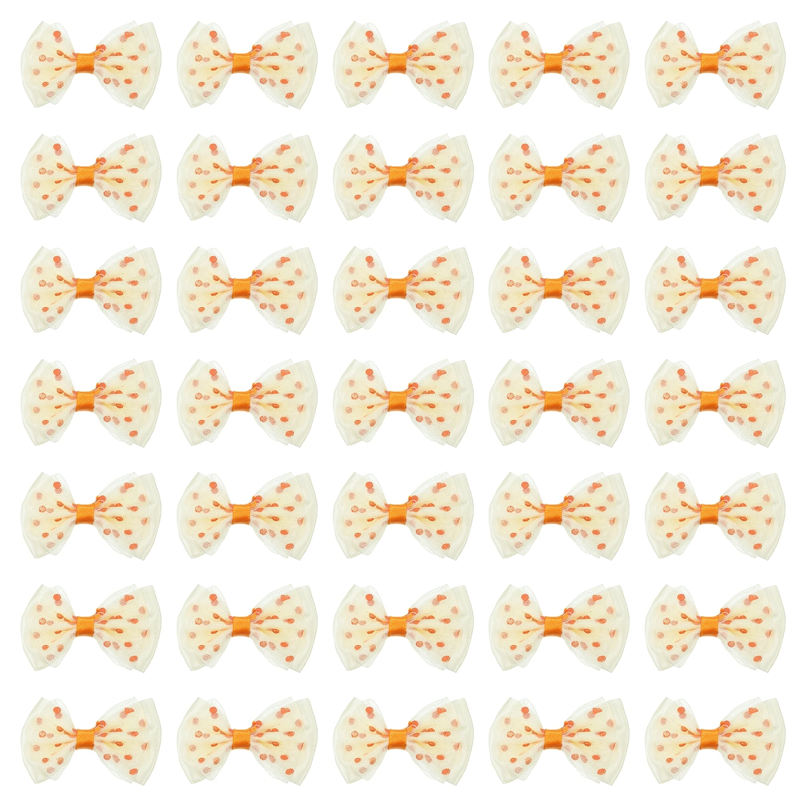 

100 Pcs Twist Tie Bows Mini Bow Tie Satin Ribbon Bows Ties Little Bowknot Polka Dots Embellishments for Craft Sewing Beige 2.2"