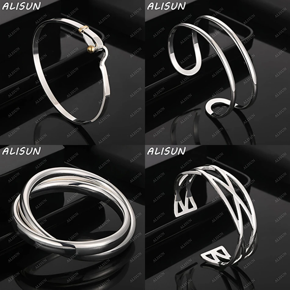 

ALISUN 925 Sterling Silver Design Bangle For Women Men Fashion Jewelry Charm Grace Noble Wedding Accessories