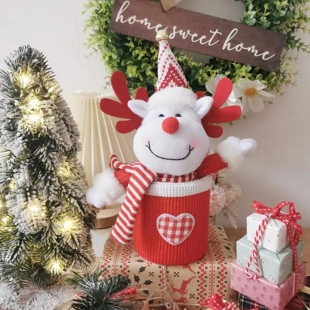 

Reusable Christmas Gift Box Christmas Candy Box Adorable Knitted Christmas Gift Boxes Santa Claus Snowman Elk Dolls for Treats