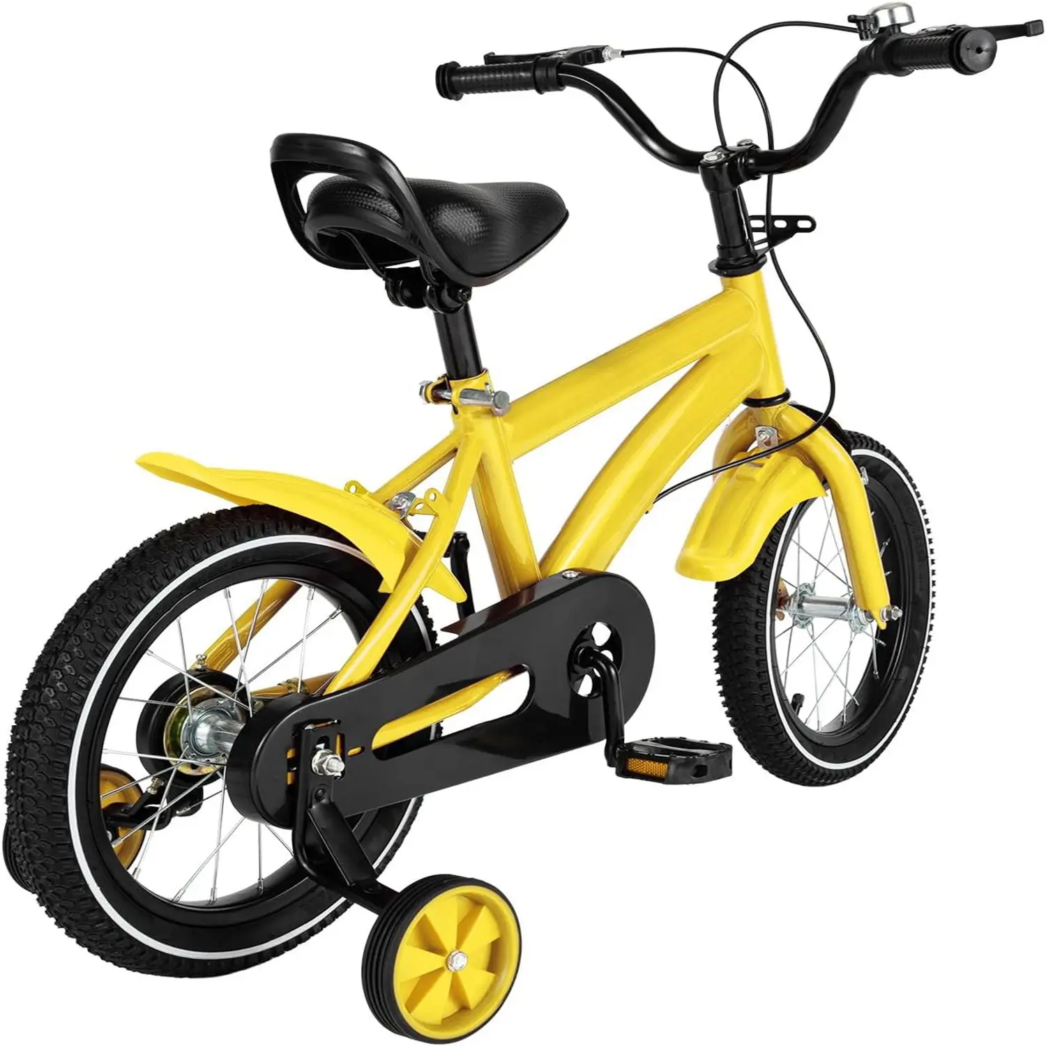 Kids Bike 14 Inch Kids Bicycle High Carbon Steel Frame Removable Training Wheels Double Brake Bicycle for 3-6 Years Old Kids