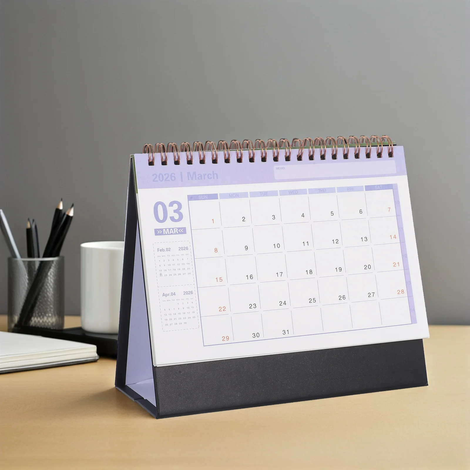 Small 2026 Desk Calendar Minimalist Design Standing Flip Compact Desktop Planner for Daily Scheduling Small Desk Calendar