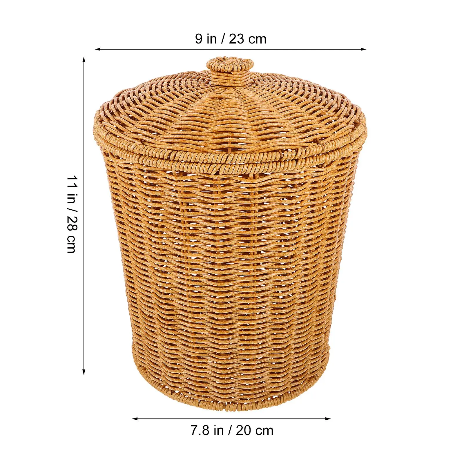 Portable Laundry Basket Wicker Rattan weaving Storage Basket with Lid Handmade Sundry TrashCan Dirty Clothes Container home deco