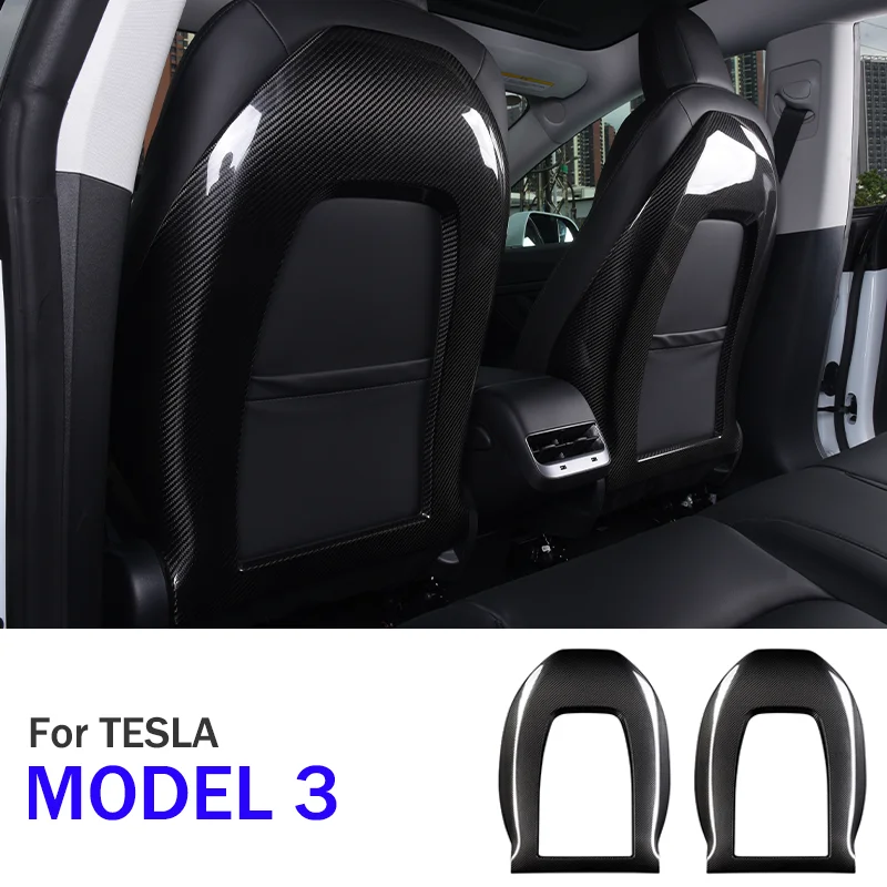 

For Tesla Model 3 Interior Protective Bright and Matte Carbon Fiber Panel Sticker Sear Back Cover