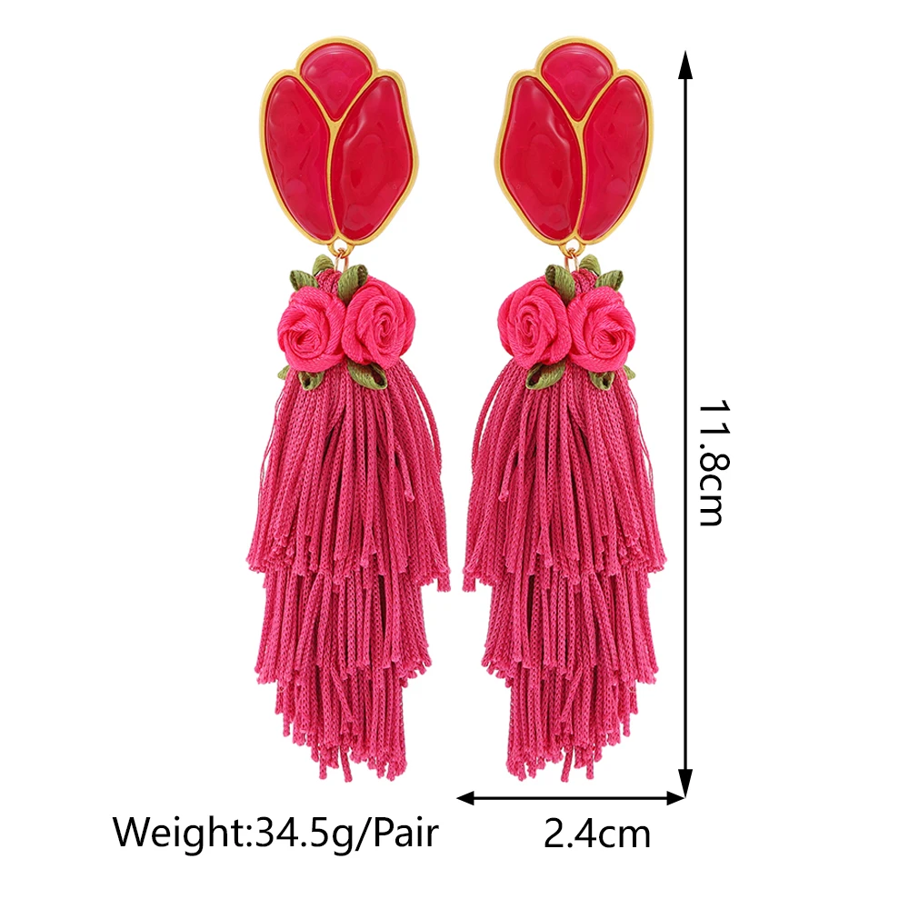 New Boho Vintage Ethnic Style Long Tassel Drop Earrings For Women Luxury Elegant Jewelry Holiday Popular Accessories Girl Gift