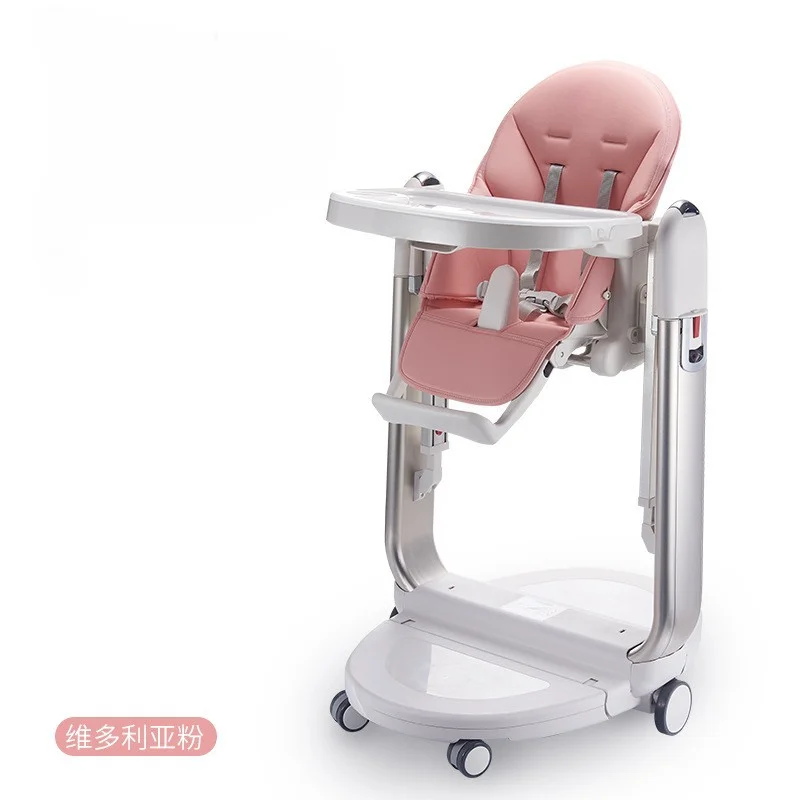 Wholesale Luxury Baby High Chair 4 in 1 Foldable Baby Feeding Chair with Wheels