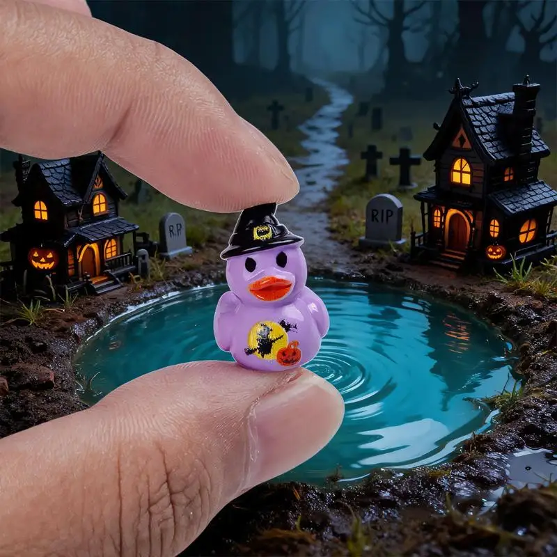 10pcs Halloween Mini Ghost Duck Resin Charms Multistyle Tiny Duck Figurine DIY Home Decor Accessories Micro Landscape Ornament