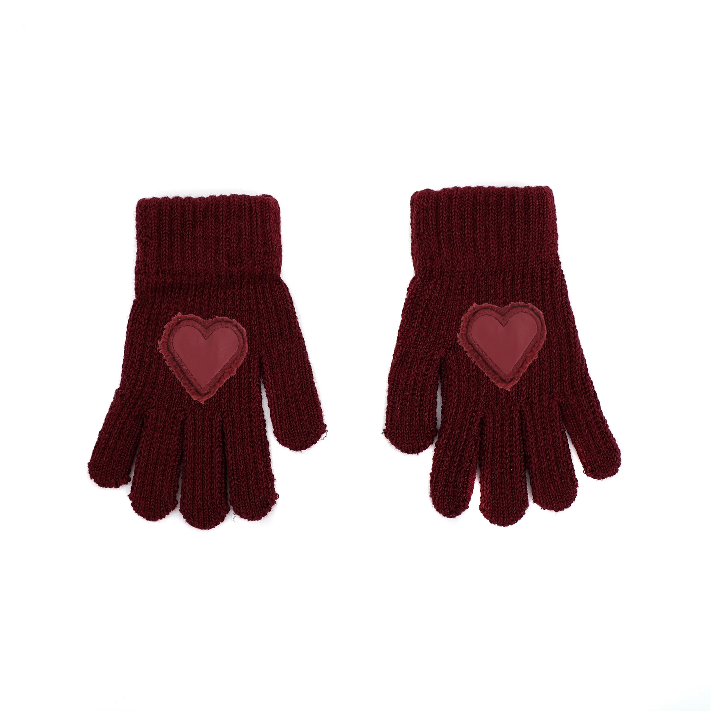 Leather-Heart Knit Beanie