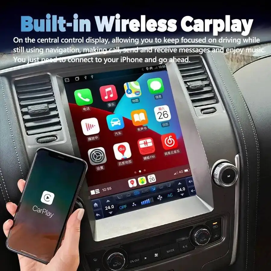 12.1inch Android Auto Radio Screen Player For Nissan Patrol Y62 Y61 Armada 2010 2020 Car Stereo Multimedia Navigation Carplay