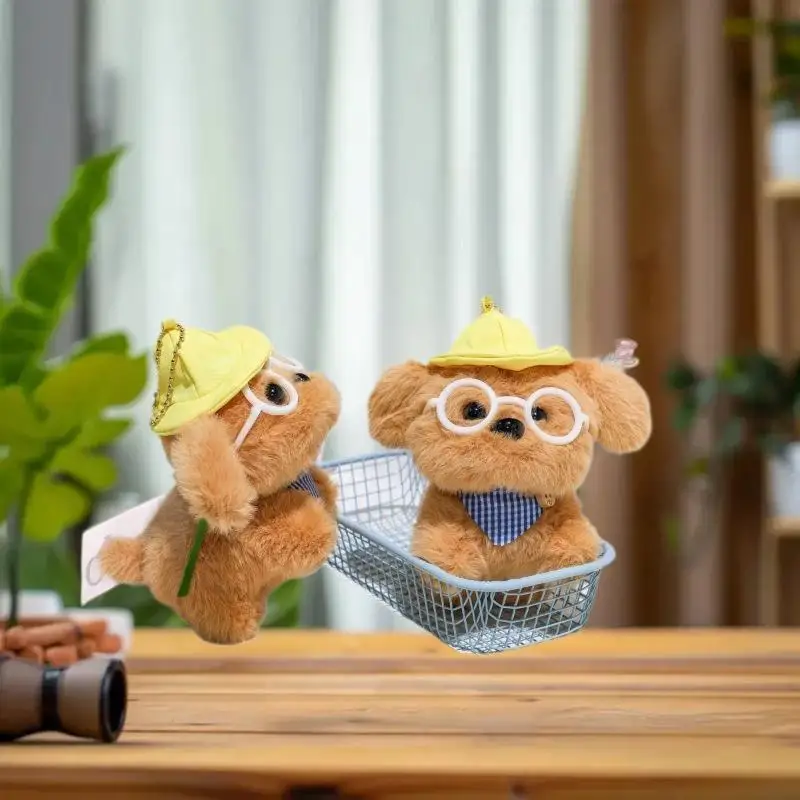 

Enticing Puppy with Glasses Plush Stuffed Dog Keychain, Cartoon Doll Keyring, Cute School Bag Decoration.